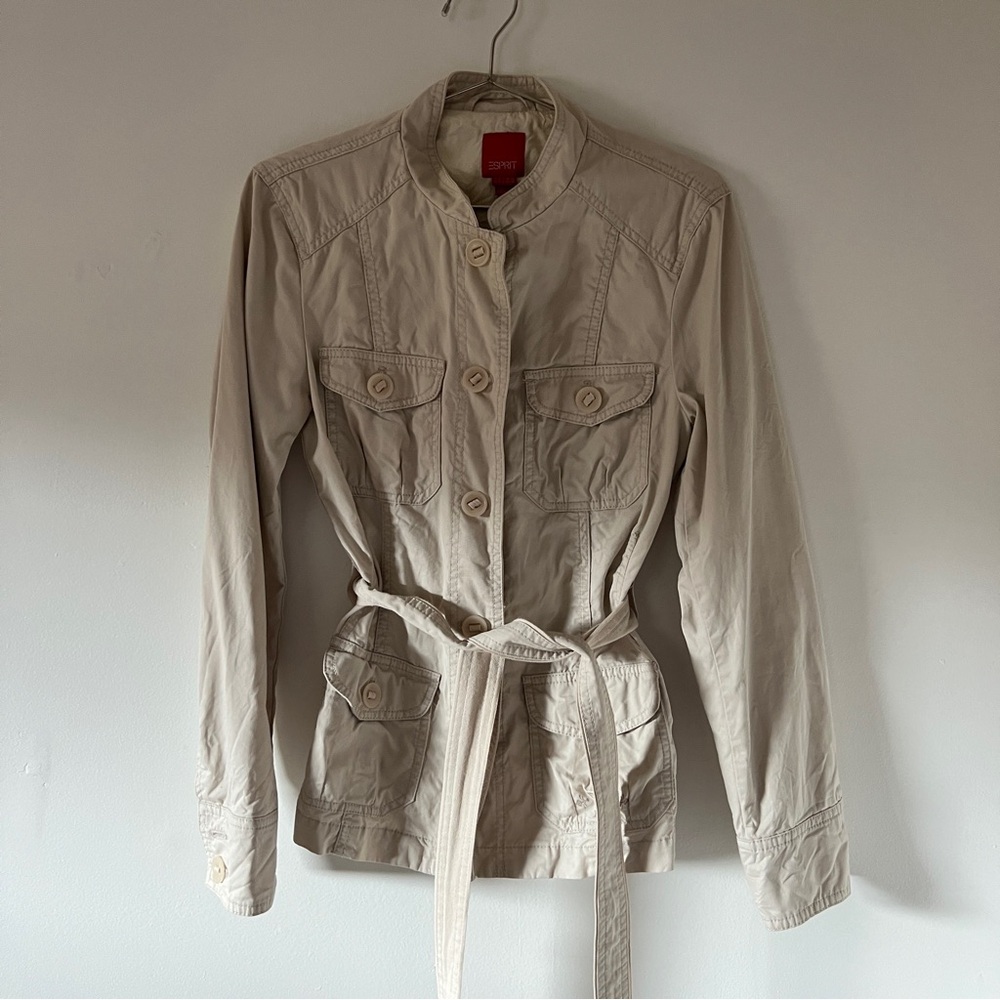 Vintage Esprit Light Beige Belted Utility Jacket